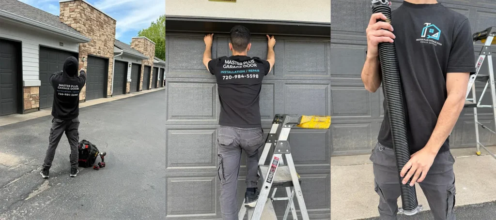 Professional technician providing Garage Door Repair for broken garage door spring replacement