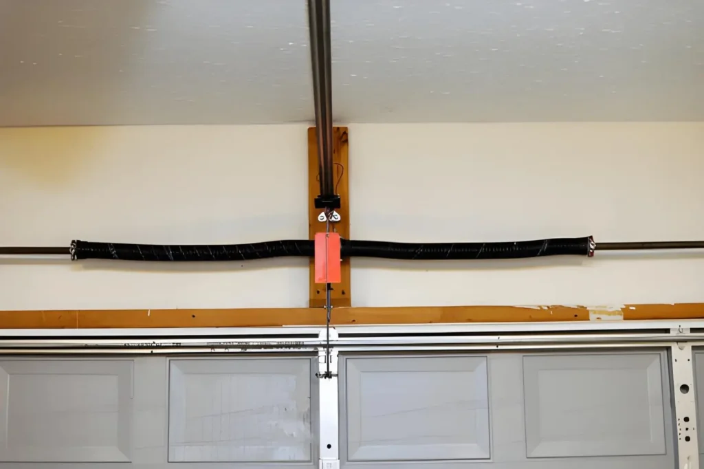 Technician performing spring replacement service for Garage Door Repair in Superior at a residential garage in Rock Creek
