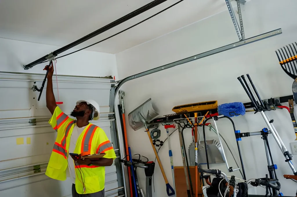 Expert Garage Door Repair service fixing bent and misaligned garage door tracks